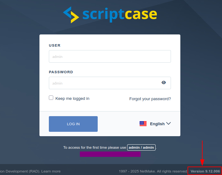 Version on ScriptCase devel landing page