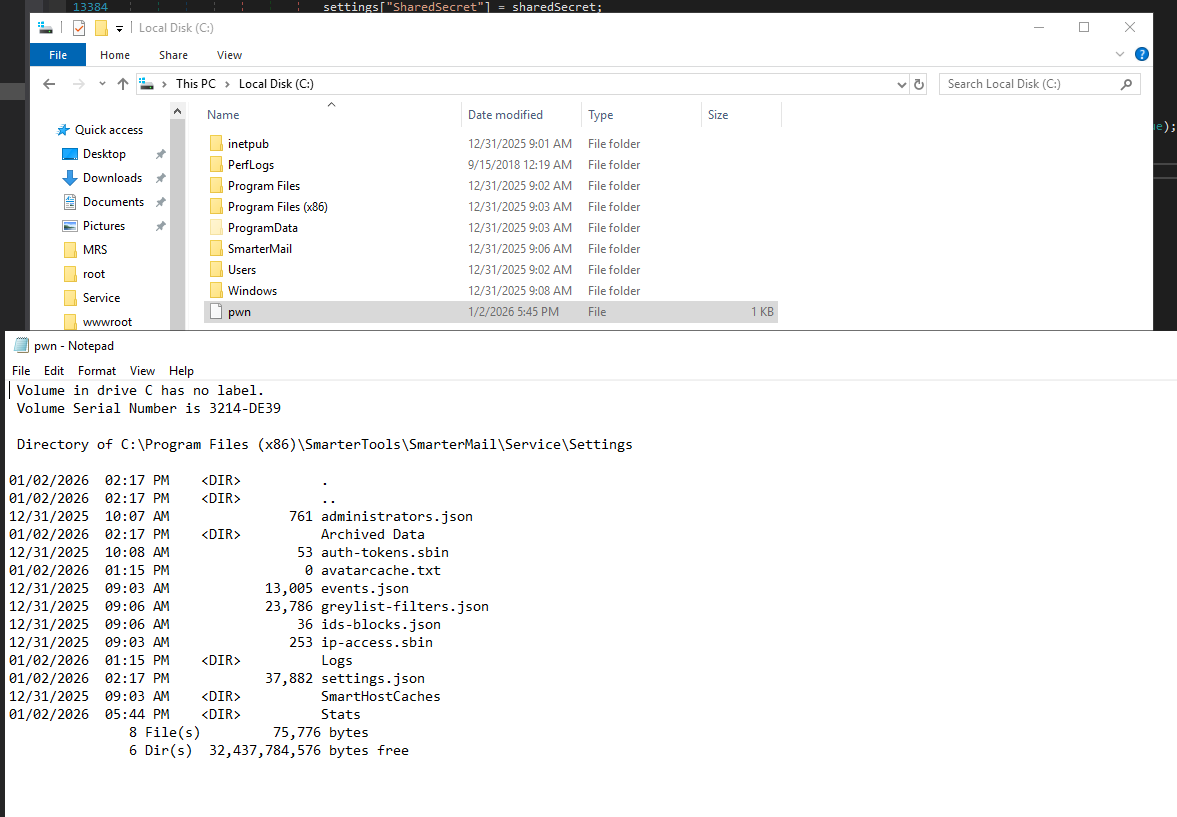SmarterMail ConnectToHub Windows Execution